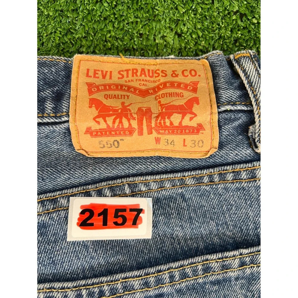 Levis 550 Relaxed Fit Cut Mens Blue Jeans 34x30 Medium Wash Denim